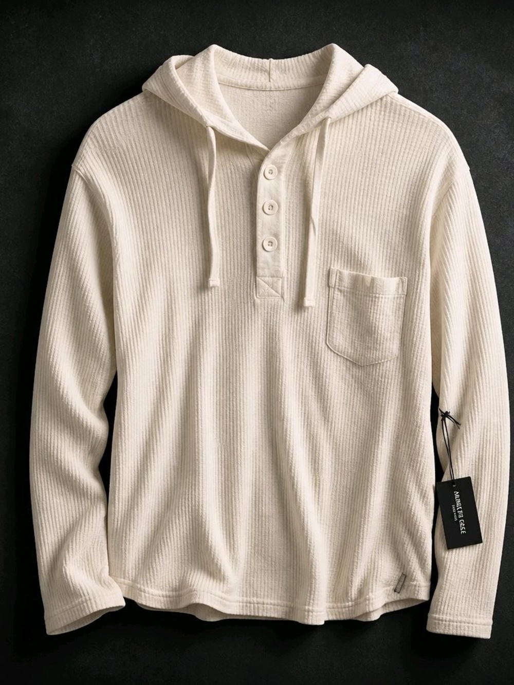 Kenneth Cole Cream Waffle-Knit Hooded Henley